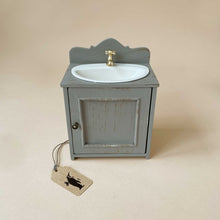 Load image into Gallery viewer, vintage-blue-wooden-bathroom-sink