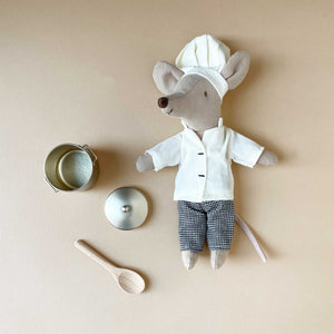 Matchbox Mouse | Chef Mouse with Soup Pot & Spoon - Dolls & Doll Accessories - pucciManuli