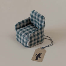 Load image into Gallery viewer, forest-green-gingham-matchbox-mouse-arm-chair