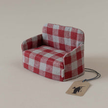 Load image into Gallery viewer, matchbox-mouse-red-gingham-couch