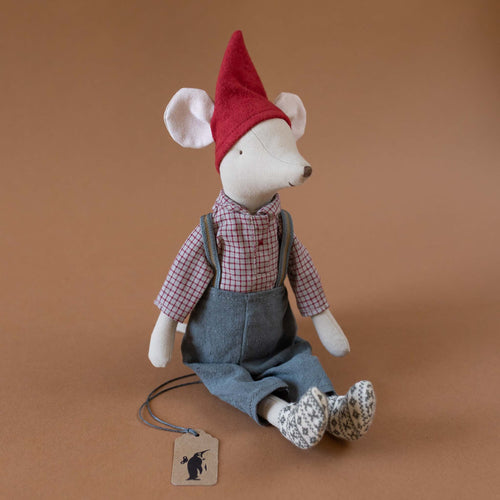 medium-sized-matchbox-mouse-wearing-red-checked-shirt-with-overalls-red-cap-and-fair-isle-socks
