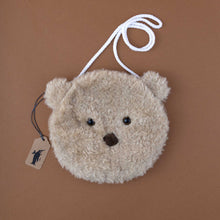 Load image into Gallery viewer, light-brown-bear-face-purse-with-white-cord-strap