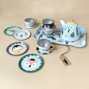 musical-tin-tea-set-arctic-circle-with-four-cups-and-plates-one-tray-and-one-teapot