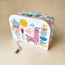Load image into Gallery viewer, music-tin-tea-set-in-floral-llama-suitcase