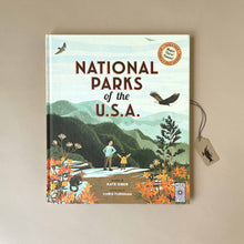 Load image into Gallery viewer, national-parks-of-the-usa-cover-featuring-a-parent-and-child-standing-in-a-mountain-park