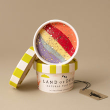 Load image into Gallery viewer, rainbow-striped-dough-with-glitter-across-the-top-in-container