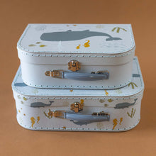 Load image into Gallery viewer, two-sizes-whale-suitcase-shown-stacked