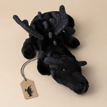 Load image into Gallery viewer, black-dragon-stuffed-animal-with-silver-accents