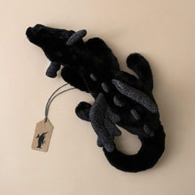 Load image into Gallery viewer, black-dragon-stuffed-animal-with-silver-accents