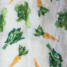 Load image into Gallery viewer, detail-of-pattern-showing-orange-carrotes-and-green-lettuce-on-white-background