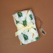 Load image into Gallery viewer, burpie-set-with-carrots-and-lettuce-folded-and-with-a-bright-yellow-ribbon
