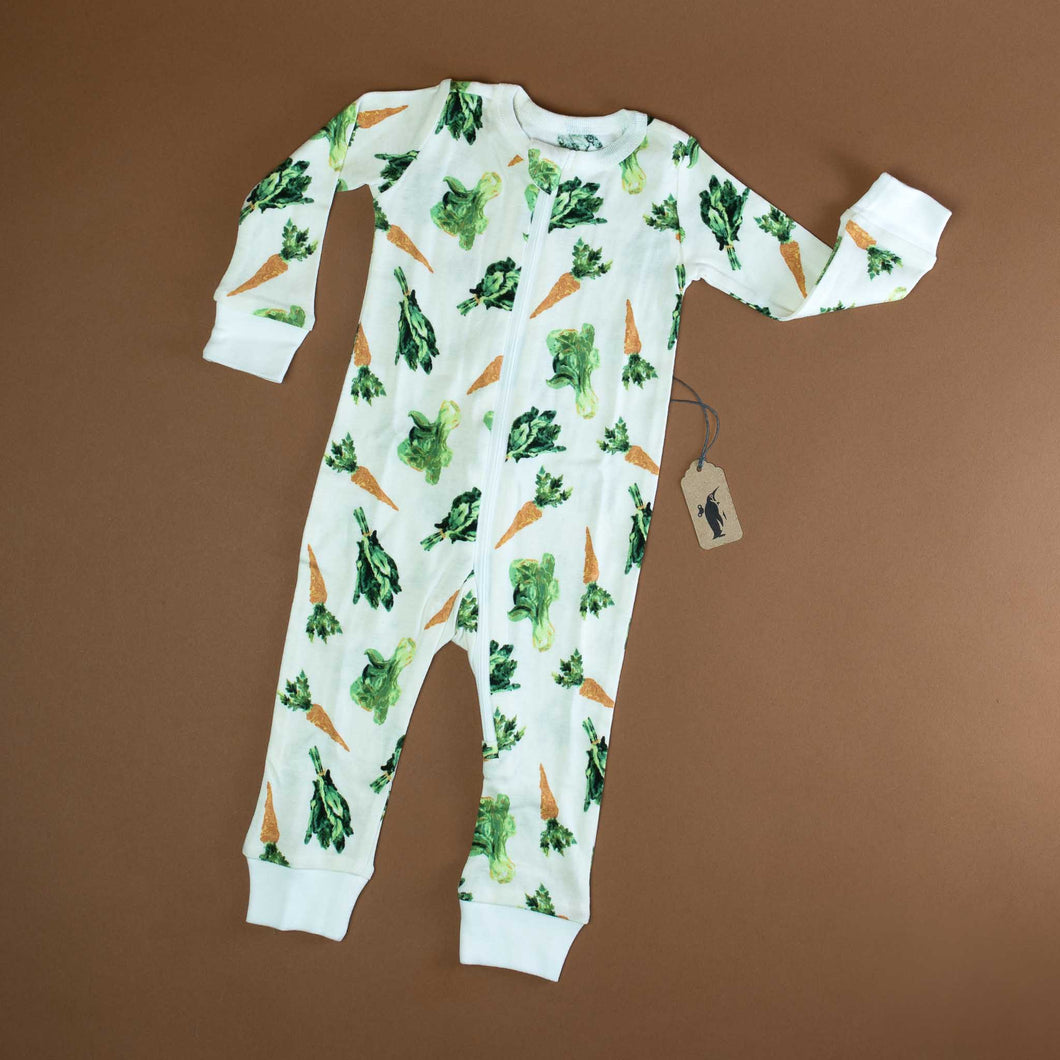 Organic Cotton Zipper Pajamas | Fresh Veggies