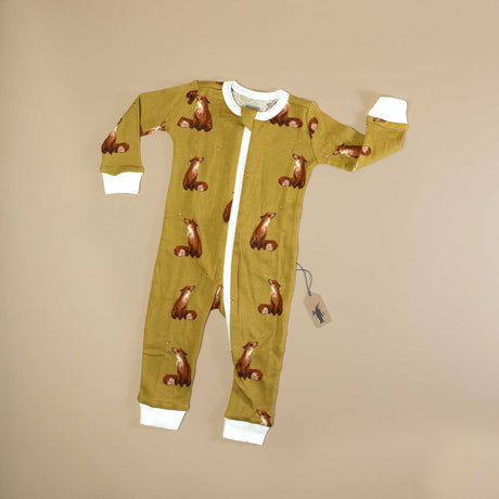 Organic Cotton Zipper Pajamas | Gold Fox
