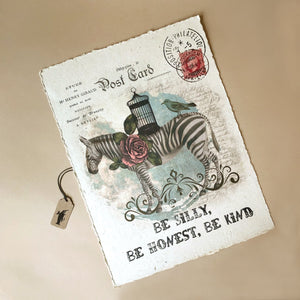 be-silly-be-honest-be-kind-paper-print-with-zebra-and-bridcage-illustration