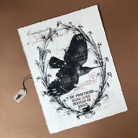 i-am-practicing-being-kind-paper-print-with-black-bird-illustration