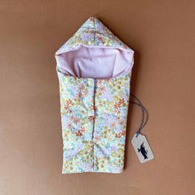 Load image into Gallery viewer, petite-doll-sleeping-bag-floral-pattern-lined-with-pink-linen
