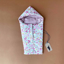 Load image into Gallery viewer, petite-doll-sleeping-bag-floral-pattern-lined-with-pink-linen