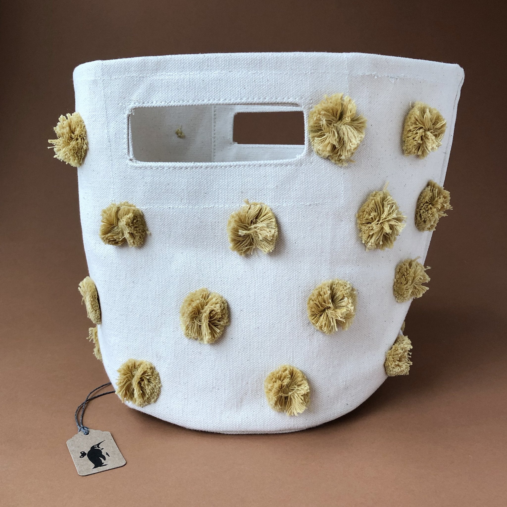 pint-canvas-storage-bin-with-marigold-pom-poms