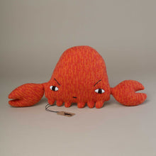 Load image into Gallery viewer, red-and-orange-knit-crab-plush