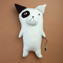 Load image into Gallery viewer, white-plush-digby-dog-with-one-black-ear-and-black-patch-around-one-eye