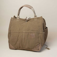 Load image into Gallery viewer, medium-brown-tote-bag-with-pockets-and-handles