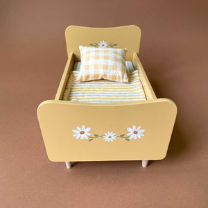 Pretend Play Furniture | Mini Wooden Bed - Yellow - Dolls & Doll Accessories - pucciManuli