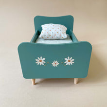 Load image into Gallery viewer, Pretend Play Furniture | Mini Wooden Bed - Mint Blue - Dolls &amp; Doll Accessories - pucciManuli