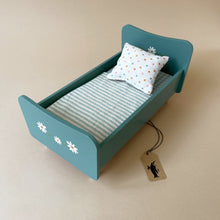 Load image into Gallery viewer, Pretend Play Furniture | Mini Wooden Bed - Mint Blue - Dolls &amp; Doll Accessories - pucciManuli