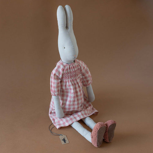 size-5-bunny-doll-wearing-rose-gingham-dress-and-rose-ballet-style-slippers
