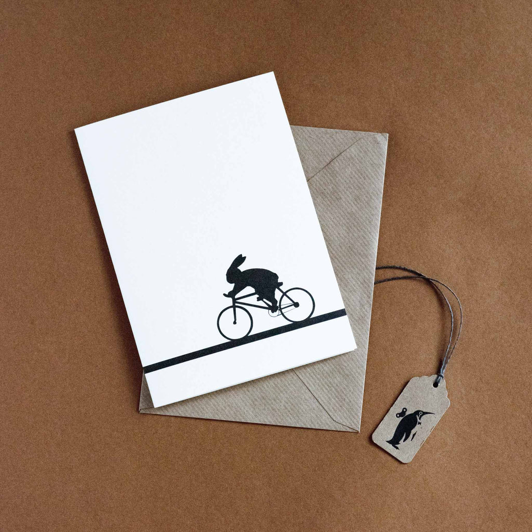 Racing Bike Rabbit Greeting Card - Greeting Cards - pucciManuli