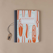 Load image into Gallery viewer, orange-illustrated-surfboard-composition-notebook