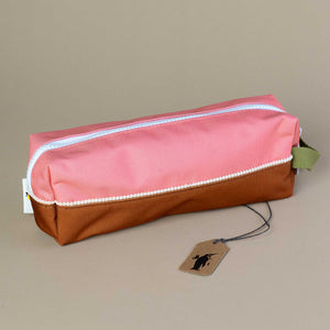 Recycled Farmhouse Pencil Case | Flower Pink & Willow Brown