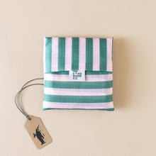 Load image into Gallery viewer, green-pink-striped-folded-bag-in-pouch