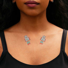 Load image into Gallery viewer, robot-temporary-tattoos-on-collarbone-of-model