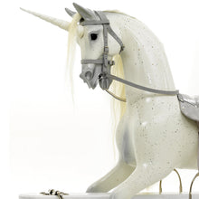 Load image into Gallery viewer, handmade-wooden-rocking-horse-white-and-silver-unicorn