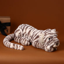 Load image into Gallery viewer, white-and-grey-really-big-jellycat-sacha-snow-tiger-stuffed-animal