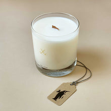 Load image into Gallery viewer, white-wax-candle-with-wooden-wick-in-clear-glass-candle-holder