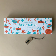 Load image into Gallery viewer, front-packaging-of-sea-stamps-red-and-blue-fish
