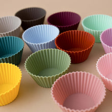 Load image into Gallery viewer, multi-color-silicone-12-piece-muffin-cup-set-unstacked