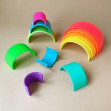 Load image into Gallery viewer, large-neon-12-piece-silicone-rainbow-unstacked