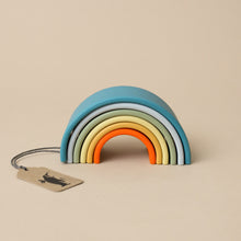 Load image into Gallery viewer, small-pastel-nature-color-6-piece-silicone-rainbow-toy-stacked