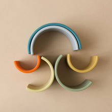 Load image into Gallery viewer, small-pastel-nature-color-6-piece-silicone-rainbow-toy-unstacked