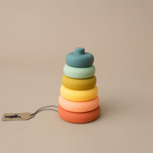 Load image into Gallery viewer, rainbow-6-piece-silicone-stacker-toy-stacked