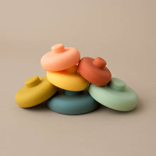 Load image into Gallery viewer, rainbow-6-piece-silicone-stacker-toy-unstacked-side-view
