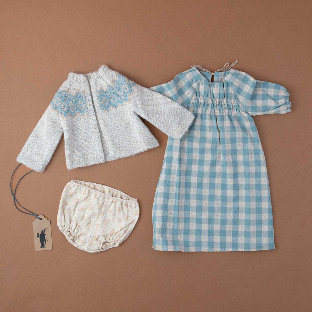 fair-isle-sweater-blue-gingham-dress-and-floral-bloomers