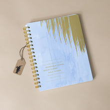 Load image into Gallery viewer,  Analyzing image    spiral-notebook-incredible-things-with-soft-blue-cover-and-gold-brush-stroke-and-text