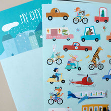 Load image into Gallery viewer, interior-sheet-stickers-detail-animals-in-vehicles-and-on-bikes