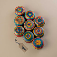Load image into Gallery viewer, colorful-stripes-wooden-yo-yo