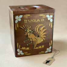 Load image into Gallery viewer, sugar-canister-vintage-wood-with-rooster-design