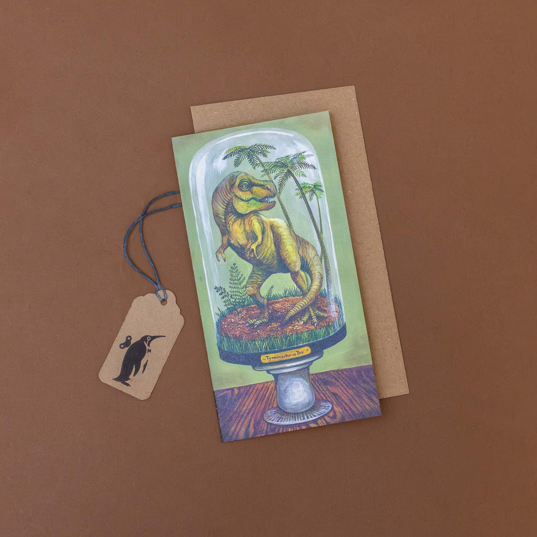 t-rex-on-display-greeting-card